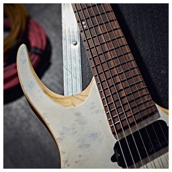 G4M 529 Fanned Fret 7-String Electric Guitar, White Fade