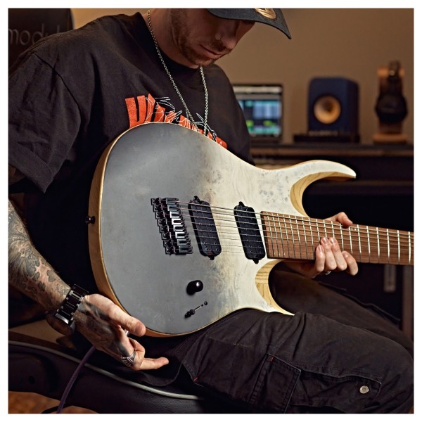 G4M 529 Fanned Fret 8-String Electric Guitar, White Fade
