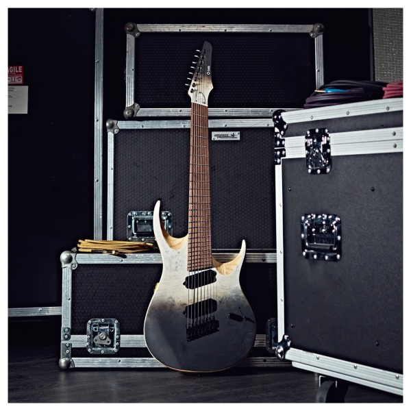 G4M 529 Fanned Fret 8-String Electric Guitar, White Fade