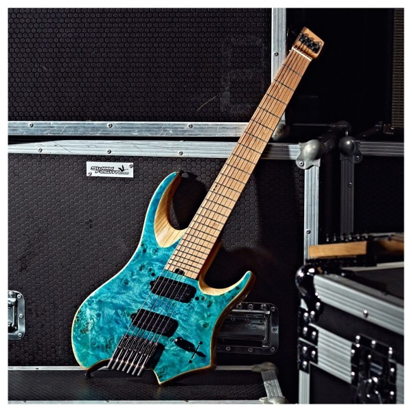 G4M 529 7-String Headless Electric Guitar, Trans Blue