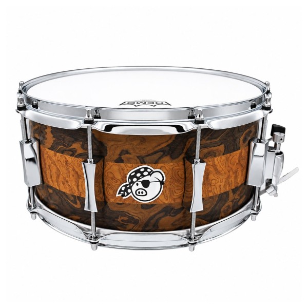 Pork Pie 14" x 5.5" "Macchiato" 8-Ply Maple Snare Drum, Burled Walnut / Sapelle Stripe Finish