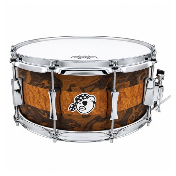 Pork Pie 14" x 8" "Macchiato" 8-Ply Maple Snare Drum, Burled Walnut / Sapelle Stripe Finish