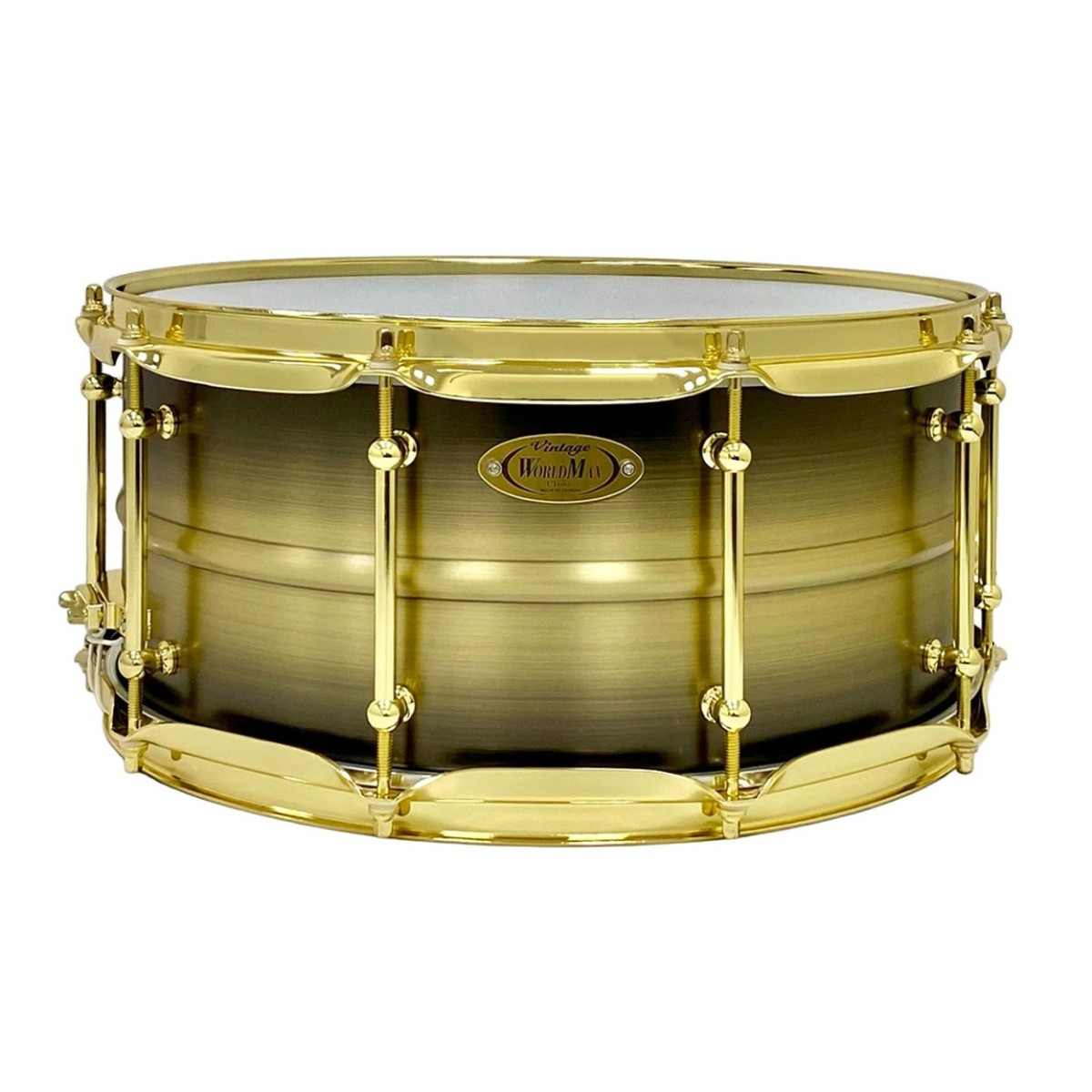 Worldmax 14" x 5.5" 1mm Beaded Antique Brass Snare Drum