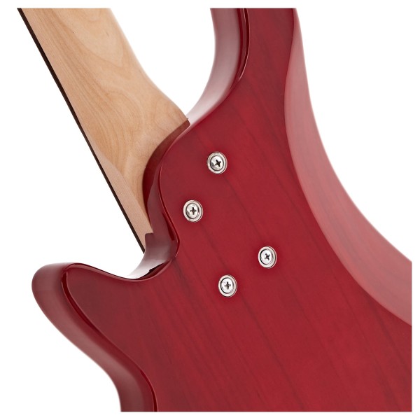 Chicago Fretless Bass Guitar by Gear4music, Trans Red