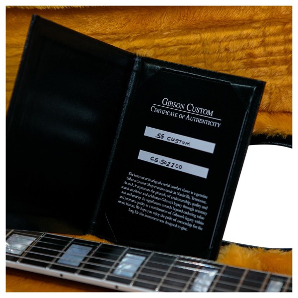 Gibson Custom SG Custom 2-Pickup, Ebony Fingerboard Gloss, Ebony #CS502200 - CoA