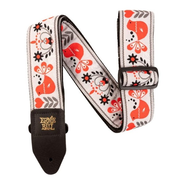 Ernie Ball 4689 Classic Jacquard Guitar Strap, Red Bird Winter
