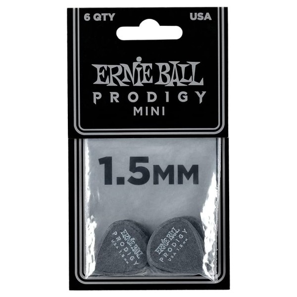 Ernie Ball Prodigy Mini Guitar Picks 1.5mm, Pack of 6 - packaging
