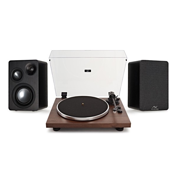 AVCOM 3-Way Active Stereo System With Moving Magnet Stylus Equiped Turntable Bundle