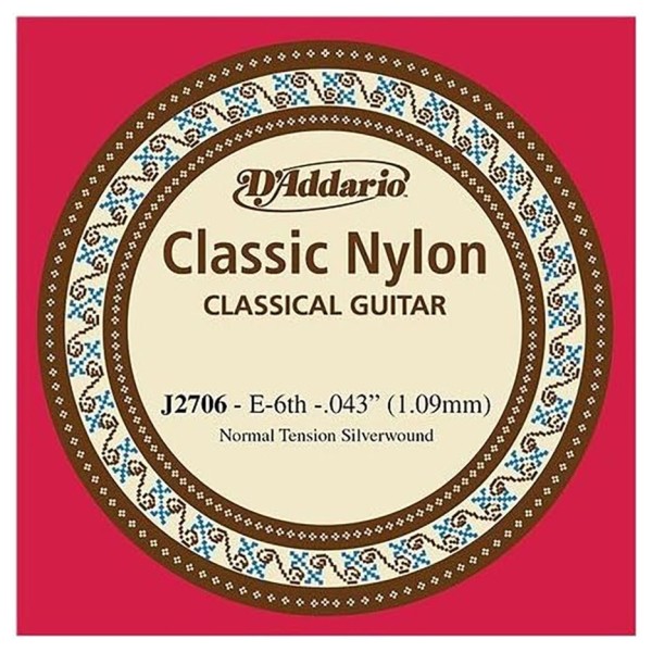 D'Addario J2706 Student Classics Silver Wound Single 6th String, Normal Tension, 43