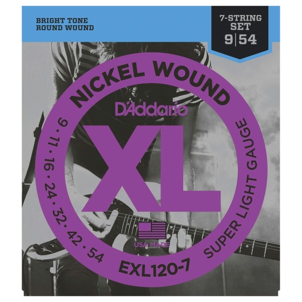 D'Addario EXL120-7 Nickel Wound 7-String Electric, Super Light, 9-54