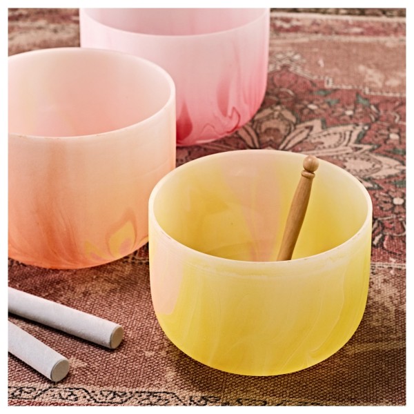 Gear4music Life Seven Piece Crystal Singing Bowl Set & Bags, 432Hz, Marble