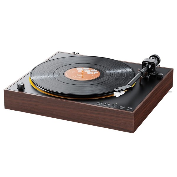 FiiO TT11 Automatic Record Player, Brown - Angled (no cover)