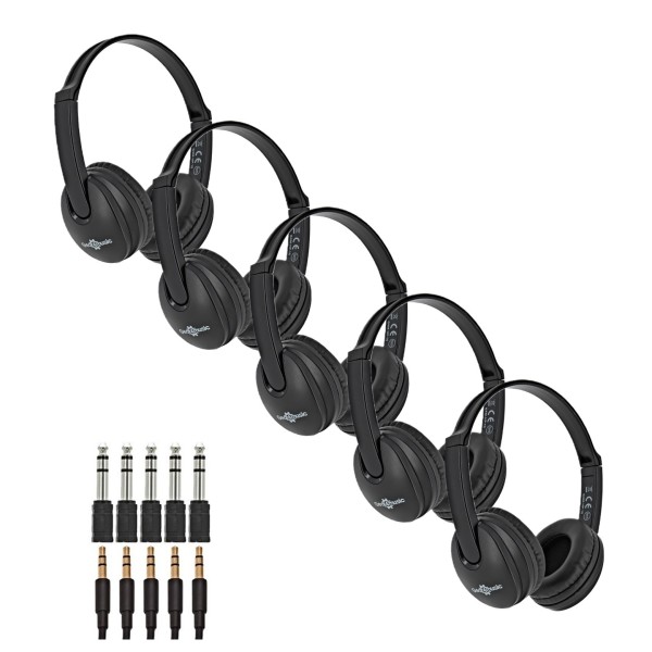 Junior Headphones by Gear4music, Black, Pack of 5