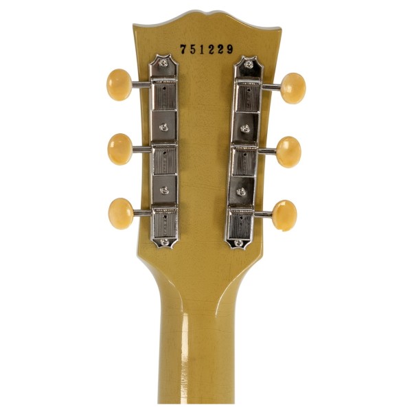 Gibson Custom 1957 Les Paul Junior Single Cut Reissue Ultra Light Aged, TV Yellow #751229 - back of headstock