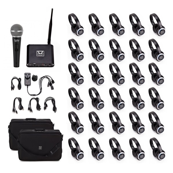 SubZero UHF Silent Disco Classroom Pack with Headphones, Microphone and Storage