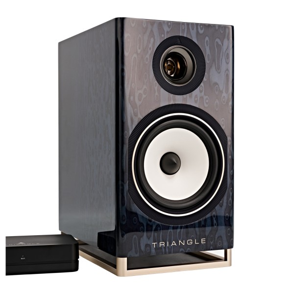Triangle Capella Wi-Fi and Bluetooth Speaker System, Astral Blue - Speaker up-close, with control hub