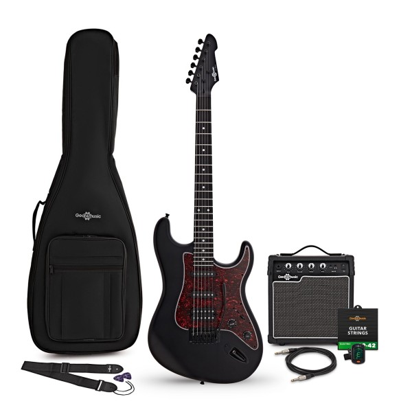 LA Electric Guitar Black Special Edition, 10W Guitar Amp & Accessory Pack
