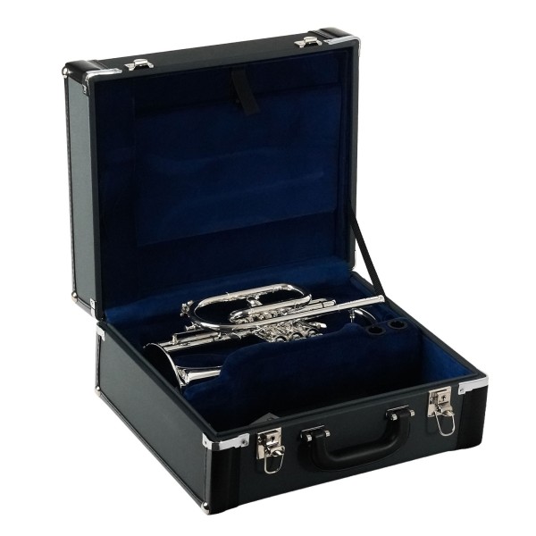 Besson Sovereign BE929G Cornet, Silver Plated Case Open