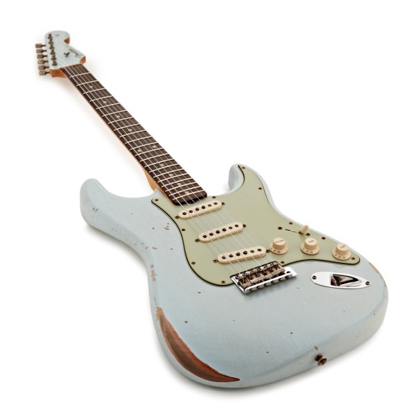 Fender Custom Shop Limited Edition '60 Stratocaster w/ Matching Peg, Relic, Aged Sonic Blue - angled shot