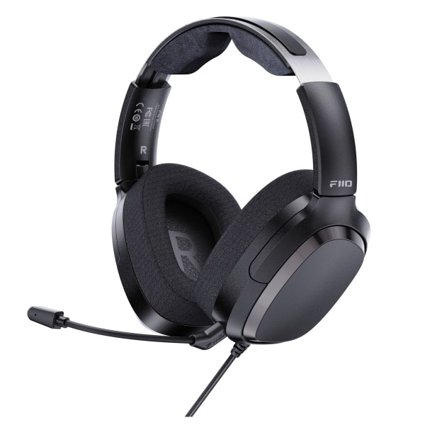 FiiO FG3 Over-Ear Gaming Headset with Noise Cancelling Microphone, Black - Angled