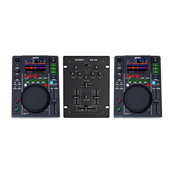Gemini MDJ-600 and SubZero DM-200 2 Channel DJ Mixer - Bundle