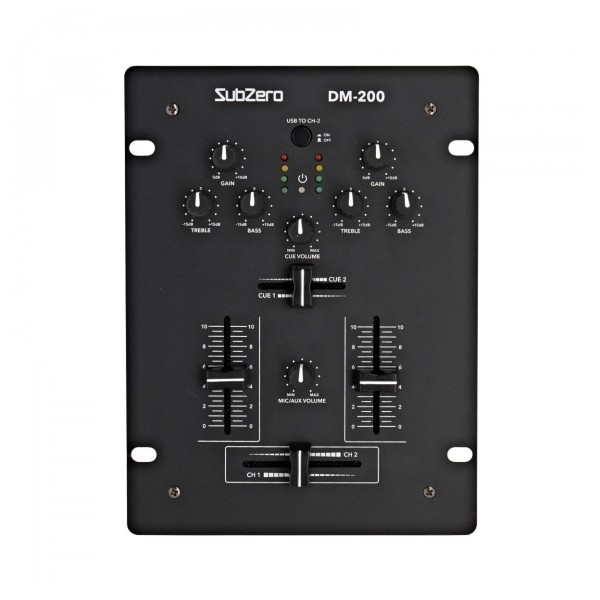 SubZero DM-200 2 Channel DJ Mixer with USB - Top