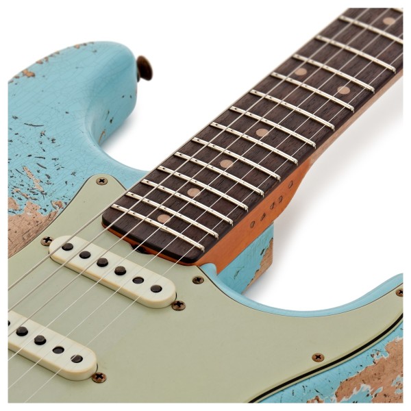 Fender Custom Shop Limited Edition 62/63 Stratocaster Super Heavy Relic, Daphne Blue - upper frets