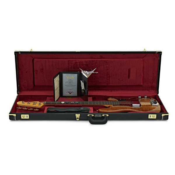 Fender Custom Shop Artisan Koa Precision Bass NOS, Ebony Fingerboard, Natural - guitar in case