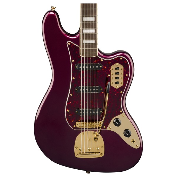 Squier FSR Classic Vibe Bass VI in Oxblood with Matching Headcap and Gold Hardware - body