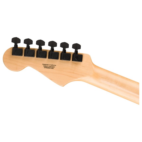 Fender Limited Edition Standard Stratocaster HSS MN, Matching Headcap, Satin Black - back of headstock