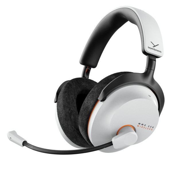 Beyerdynamic MMX 230 Wireless Closed-Back Premium Gaming Headset, White - Angled