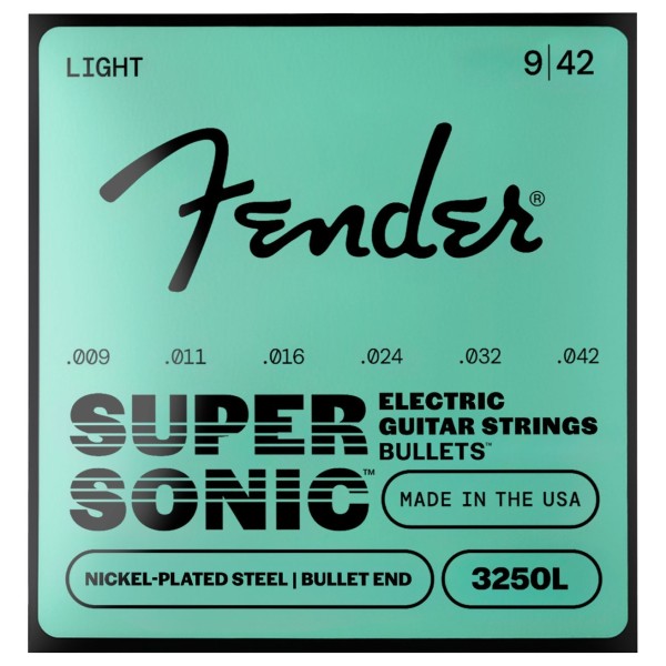 Fender SuperSonic Bullets 3250L Guitar Strings, Nickel-Plated Steel, Bullet End, Gauges .009-.042