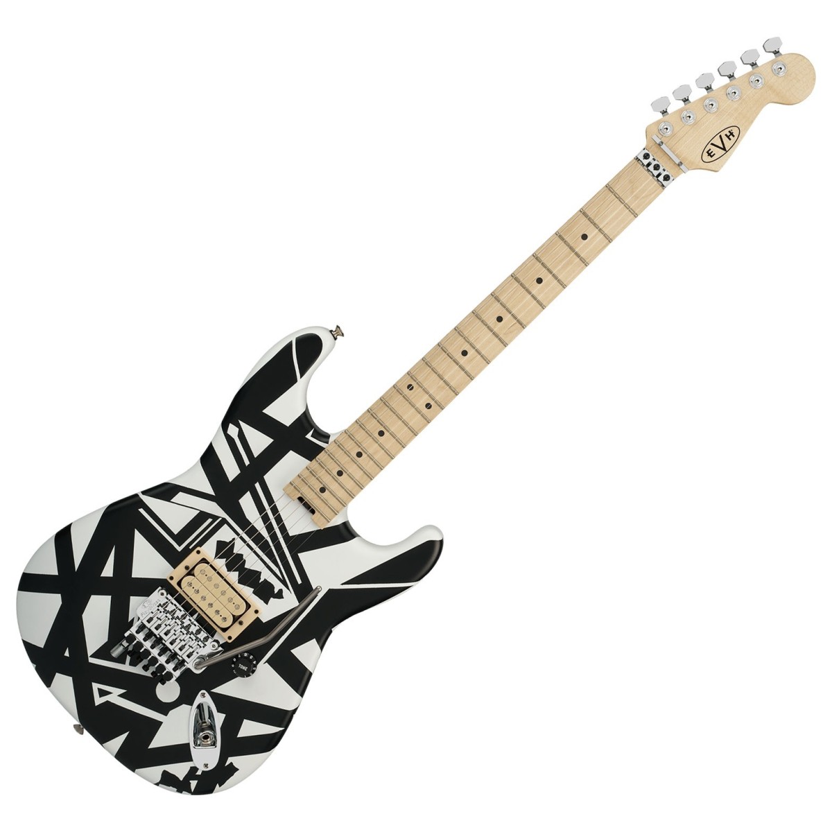 EVH Striped Series Shapes Maple Fingerboard White and Black