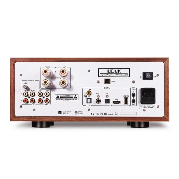 LEAK Stereo 230 Integrated Amplifier with DAC, Walnut rear 