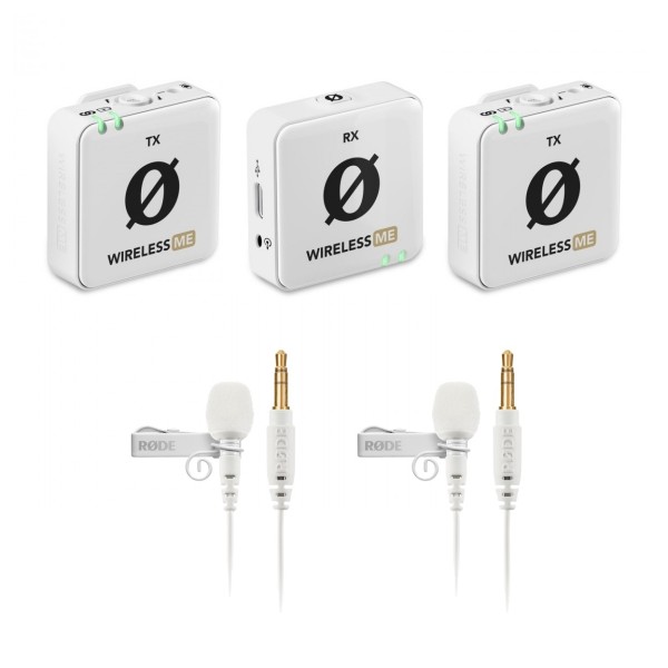 Rode Wireless ME Dual Compact Wireless System, with Rode Lavalier GO, White - Bundle