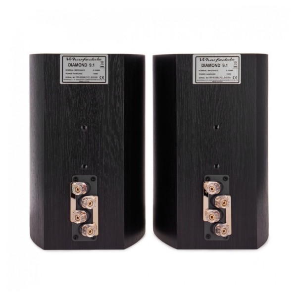 Wharfedale Diamond 9.1 5.1 Home Cinema Speaker Package, Black bookshelf  rear 