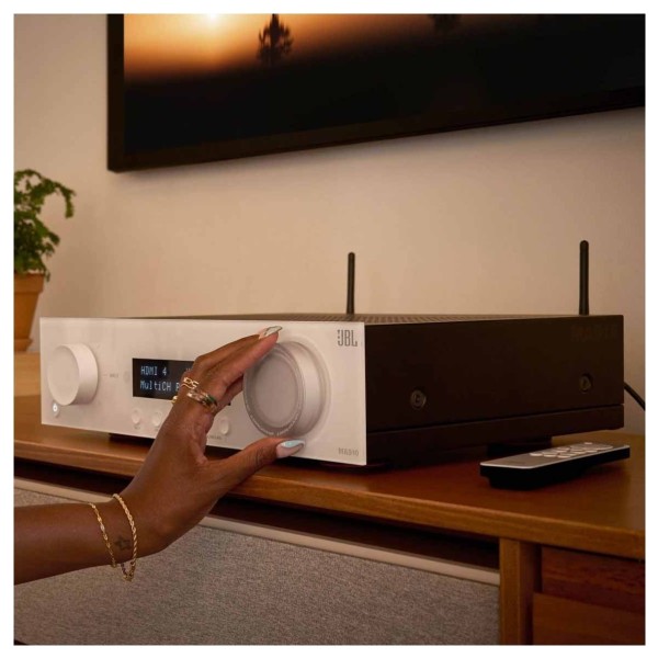 JBL MA510 5.2 Channel 8K AV Receiver, White - main lifestlye 
