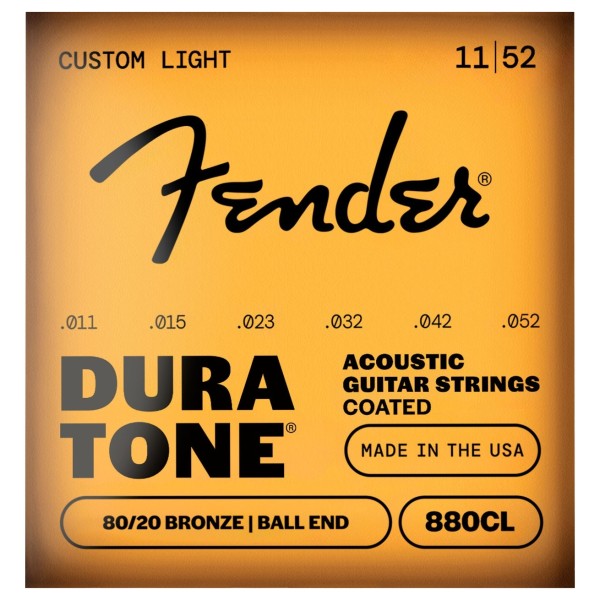 Fender Dura-Tone 880CL Acoustic Guitar Strings, Coated 80/20 Bronze, Gauges .011-.052