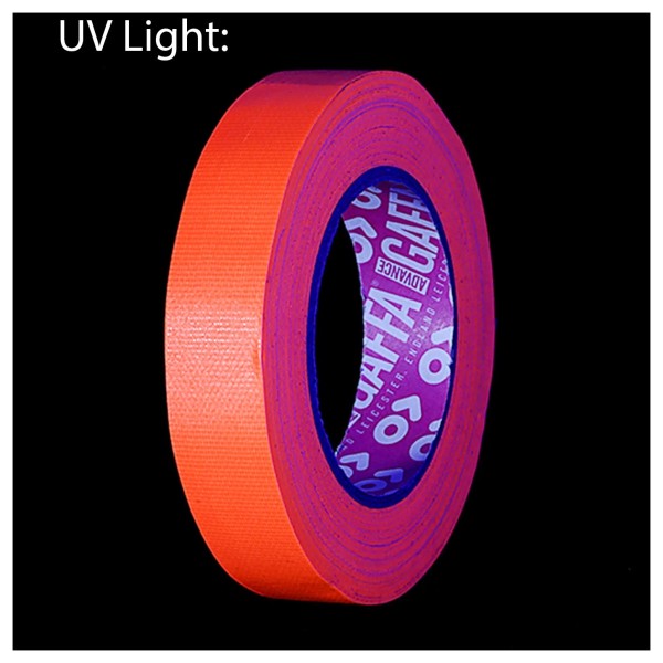 Advance Tapes Gaffa® Fluorescent Cloth Tape 19mm x 25m, Orange, UV Black Background
