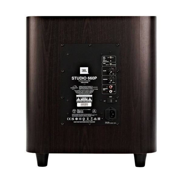 JBL Studio 660P Subwoofer, Dark Wood rear 