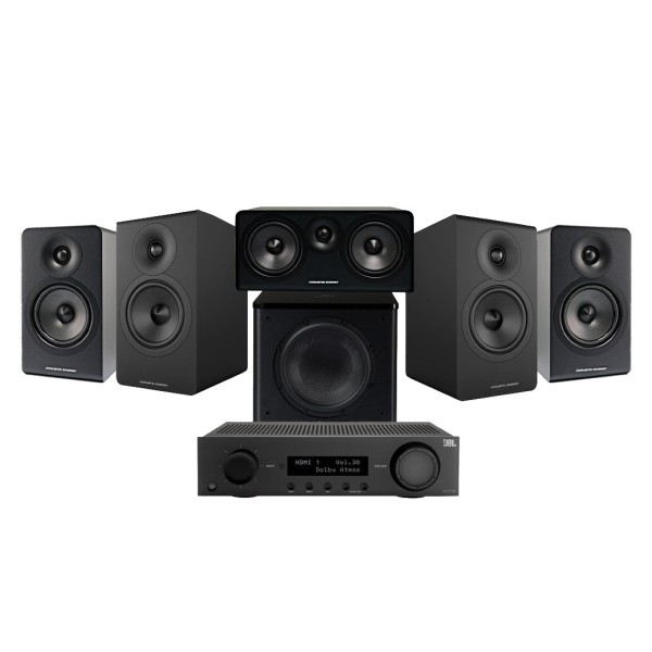 JBL MA710 AV Receiver & Acoustic Energy AE300 MK2 5.1 Speaker Package, Black - Full Package
