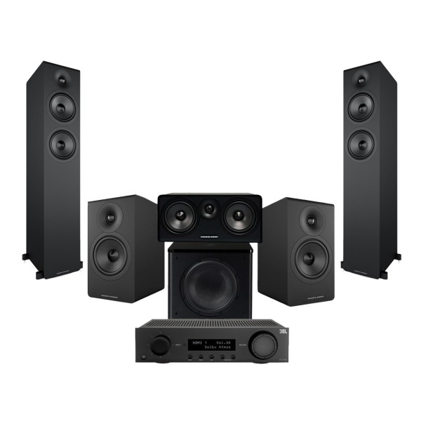 JBL MA710 AV Receiver & Acoustic Energy AE309 MK2 5.1 Speaker Package, Black - Bundle