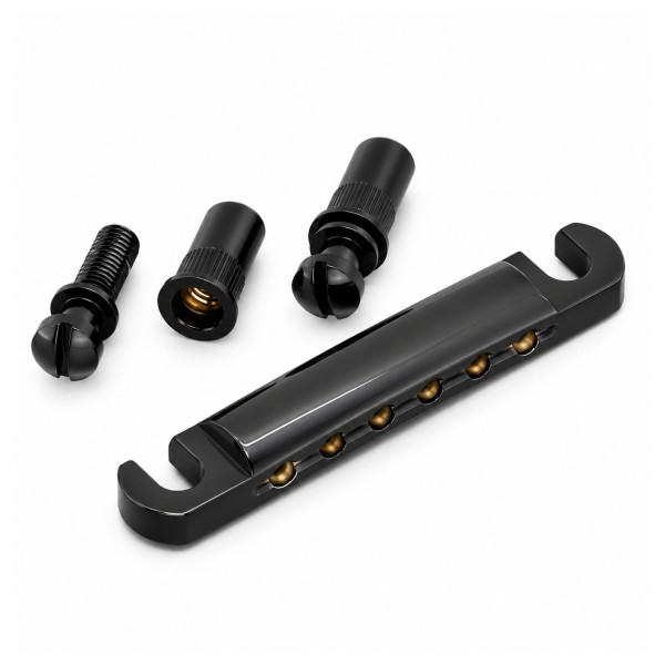 Gotoh GE101Z-T Metric Zinc Die-cast Stoptail Tailpiece Bridge, Black Chrome
