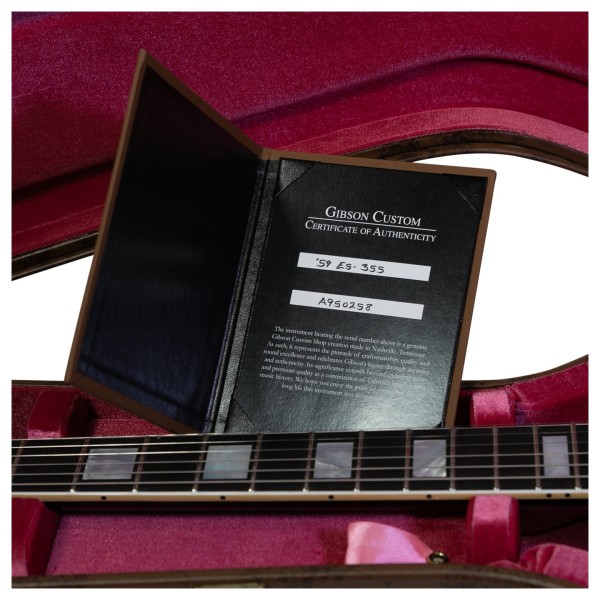 Gibson Custom 1959 ES-355 Reissue Stop Bar VOS, Ebony #A950258 - CoA