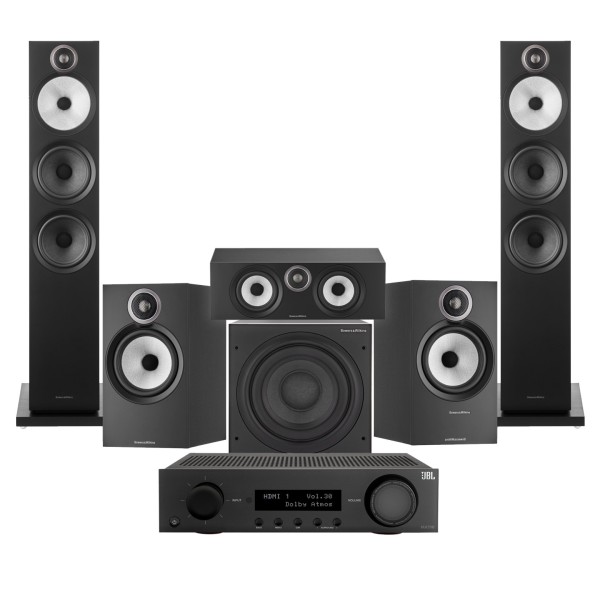 JBL MA710 AV Receiver & Bowers & Wilkins 603 S3 5.1 Speaker Package, Black - Bundle