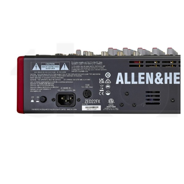 Allen & Heath ZED-22FX USB Stereo Mixer, Power Inputs