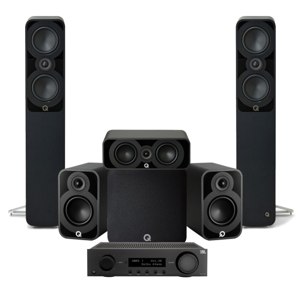 JBL MA710 AV Receiver & Q Acoustics 5040 5.1 Speaker Package, Black - Full Bundle