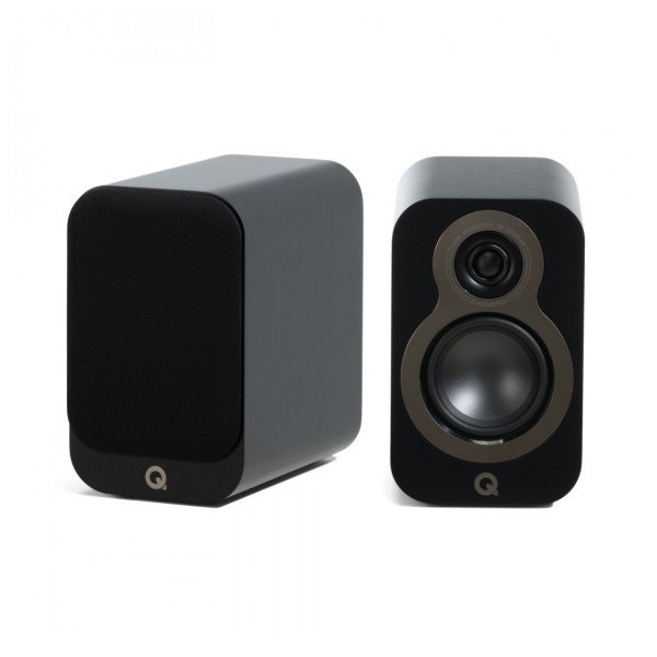 Q Acoustics 3010c Bookshelf Speakers (Pair), Satin Black - Front Angled