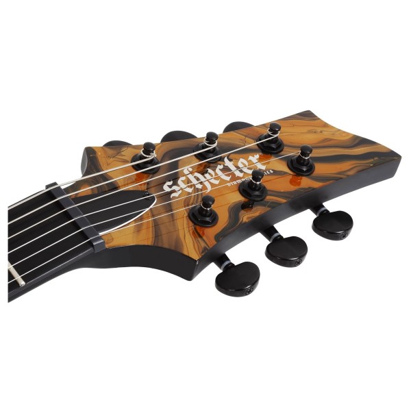 Schecter C-1 Hydro Dip Electric Guitar, Golden Eclipse - headstock