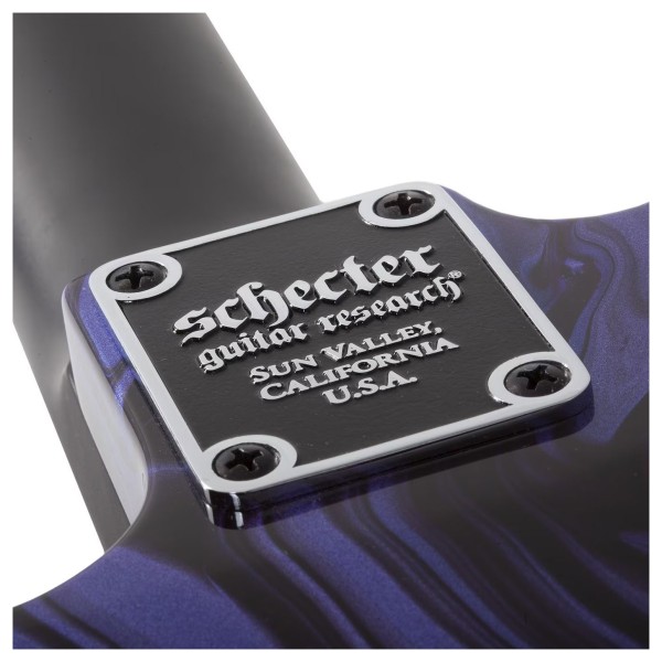Schecter C-1 Hydro Dip Electric Guitar, Purple Obsidian - neck joint